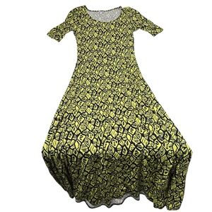 Elegant Black and Yellow Patterned Maxi Dress